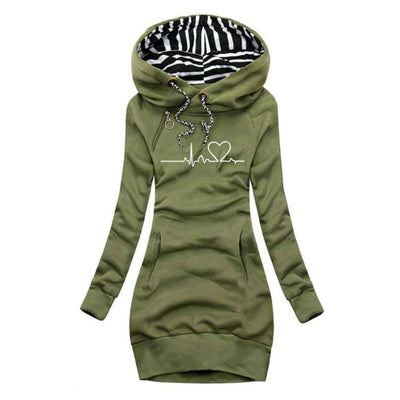 Salida | Hooded dress with heartbeat print