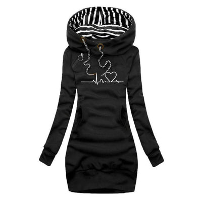 Salida | Hooded dress with heartbeat print
